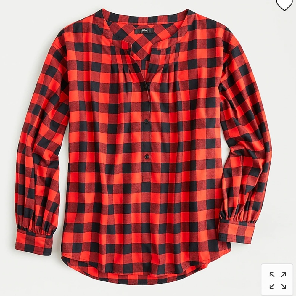 J. Crew Open V-neck Shirt In Buffalo Check Flannel For Women